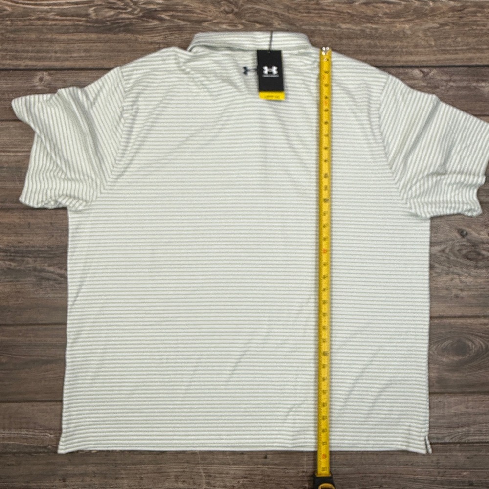 Under Armour Mens Size 4XL Polo Shirt Tan White Playoff 3.0 Stripe UPF 40 New - Picture 6 of 7